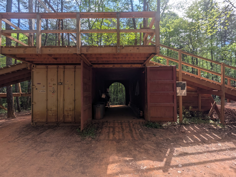 Downhill trails through shipping container